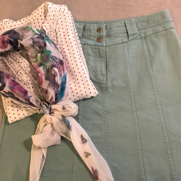 Aqua Colored denim skirt - Picture 1 of 6